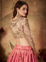 Pink And Beige Organza Lehenga Choli